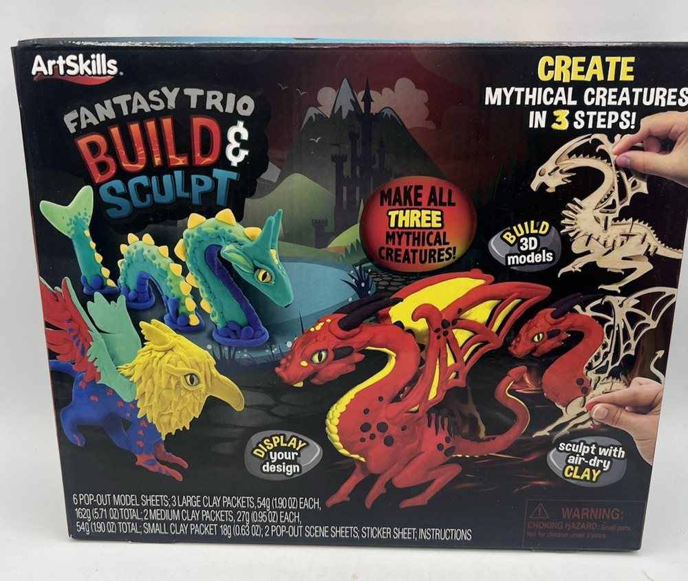 ArtSkills Build & Sculpt Fantasy Trio Clay Kit 3D Models Sealed Craft Set